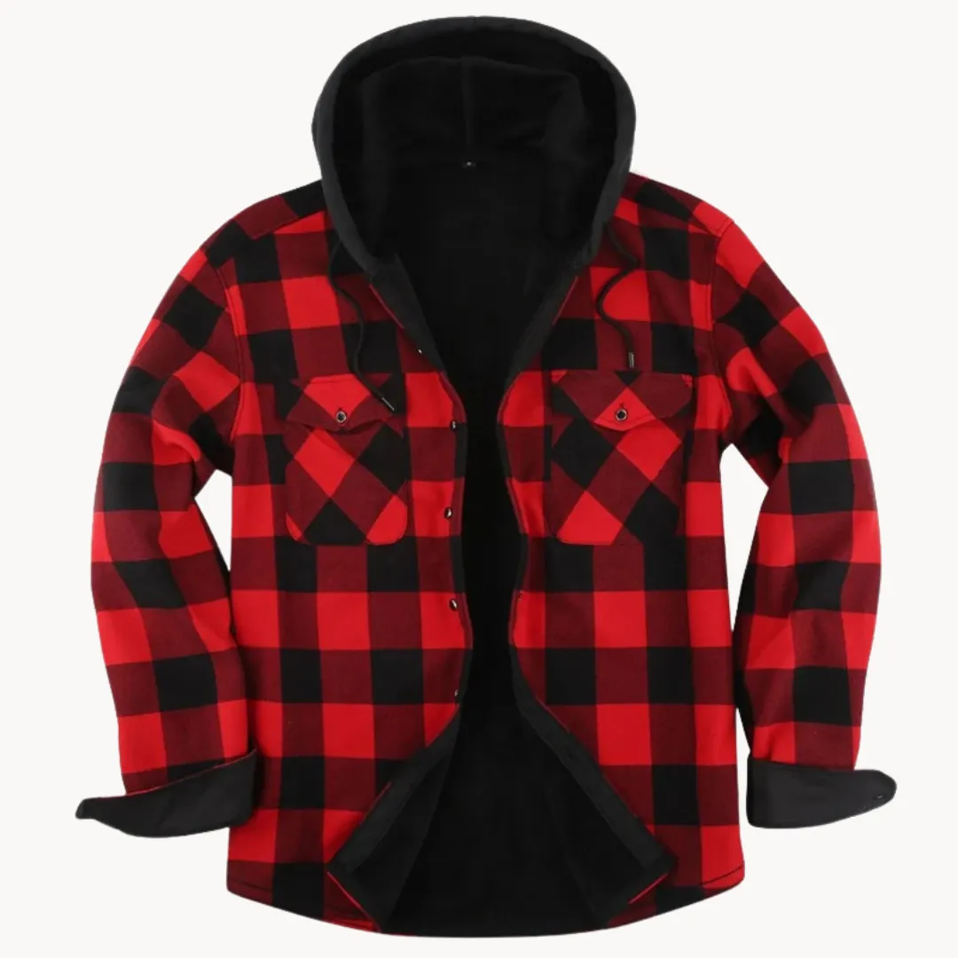 Lazzaro - cozy fleece lined men's hooded flannel jacket