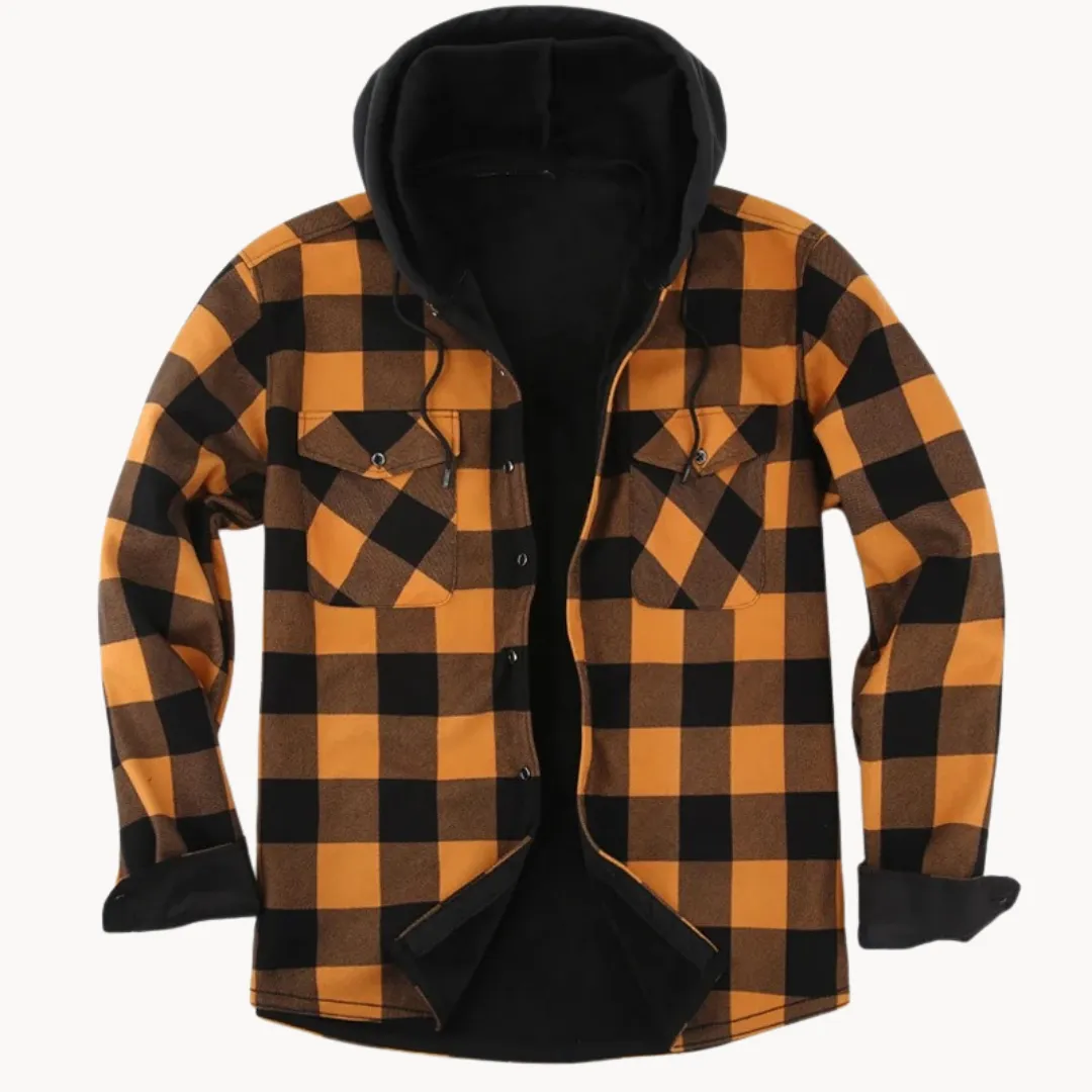 Lazzaro - cozy fleece lined men's hooded flannel jacket