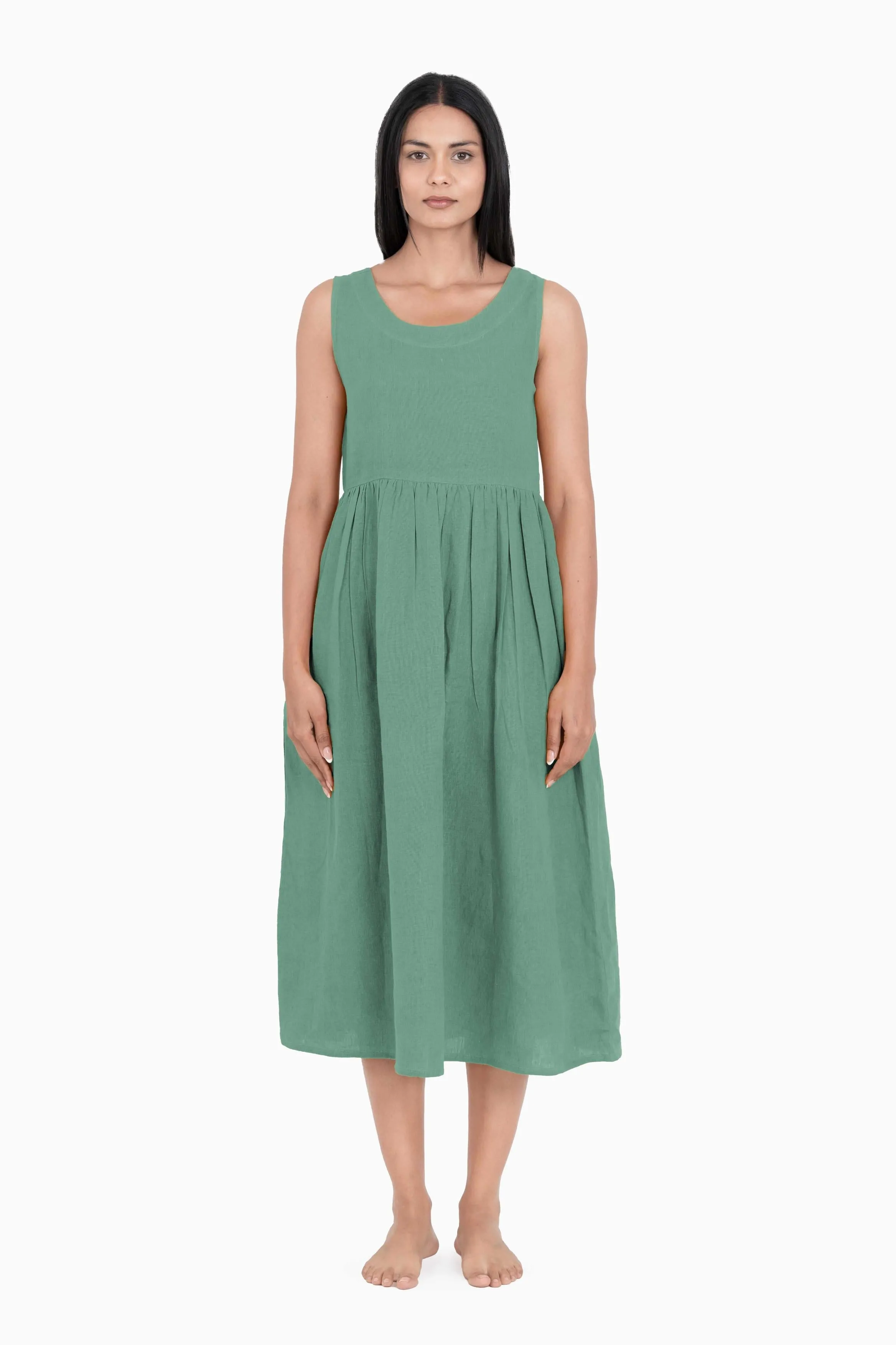 Linen Achill Dress-Stormy Blue