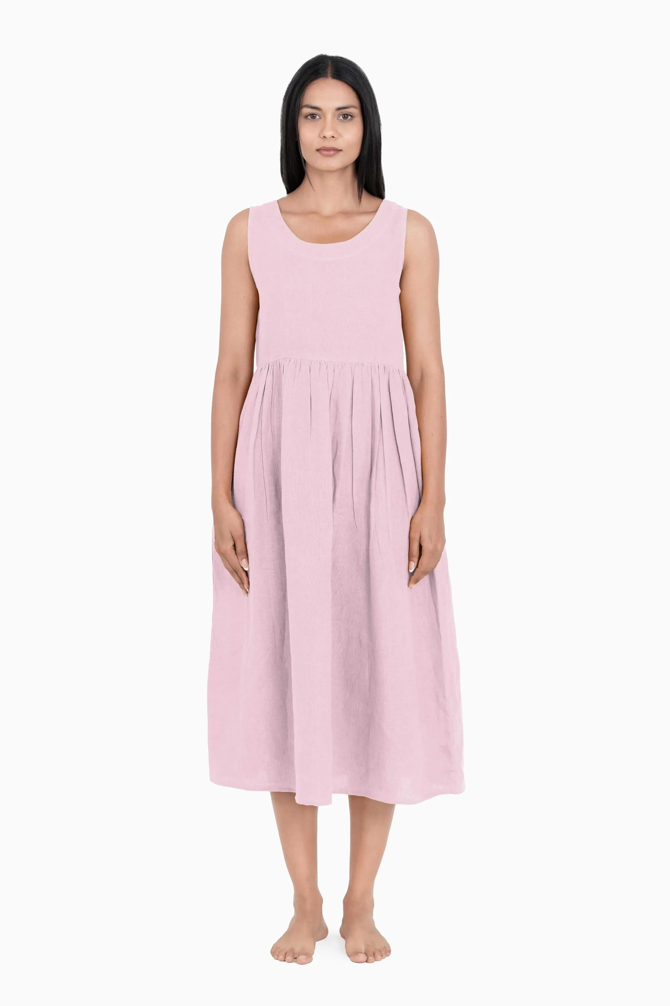 Linen Achill Dress-Stormy Blue