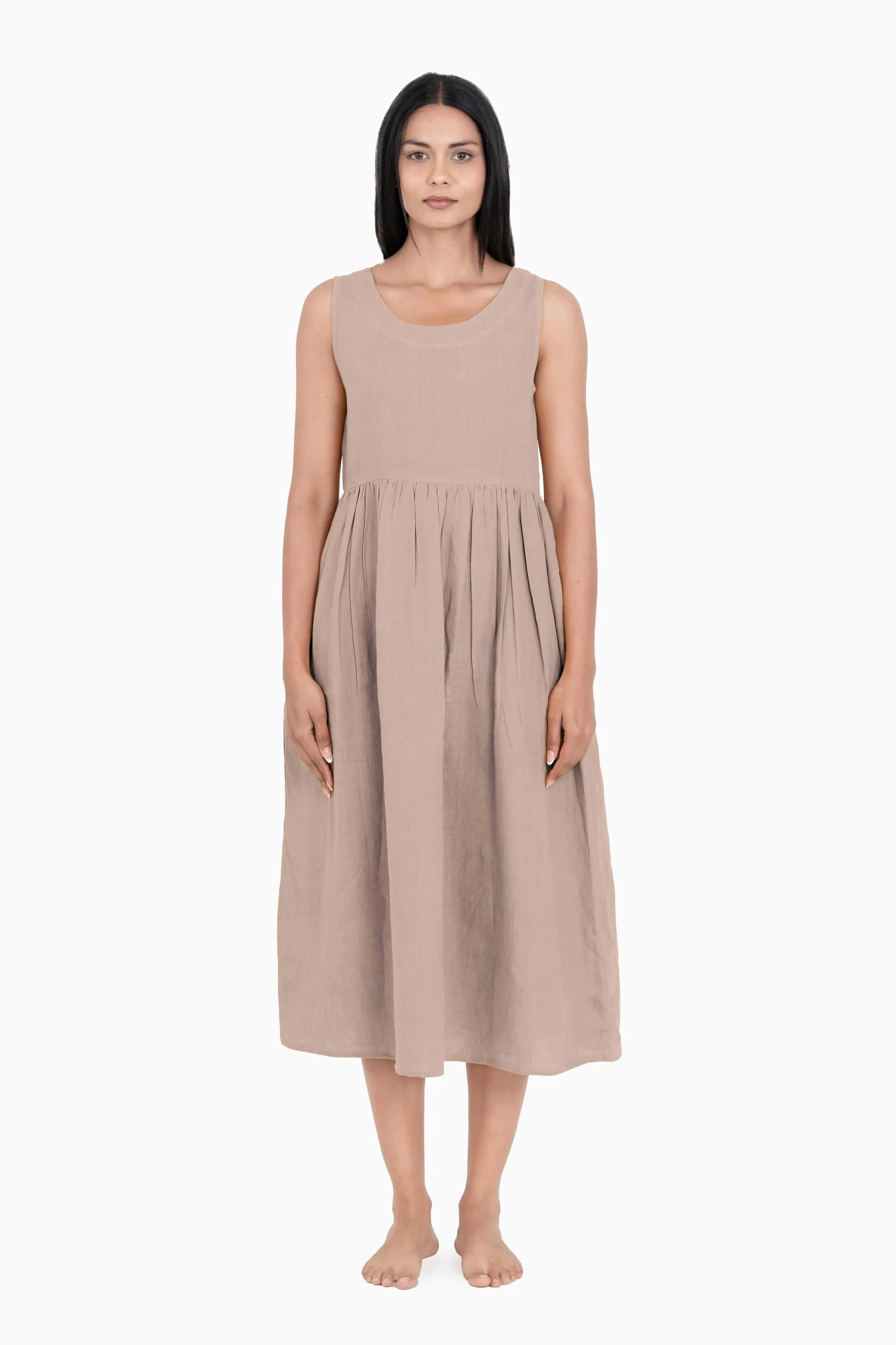 Linen Achill Dress-Stormy Blue