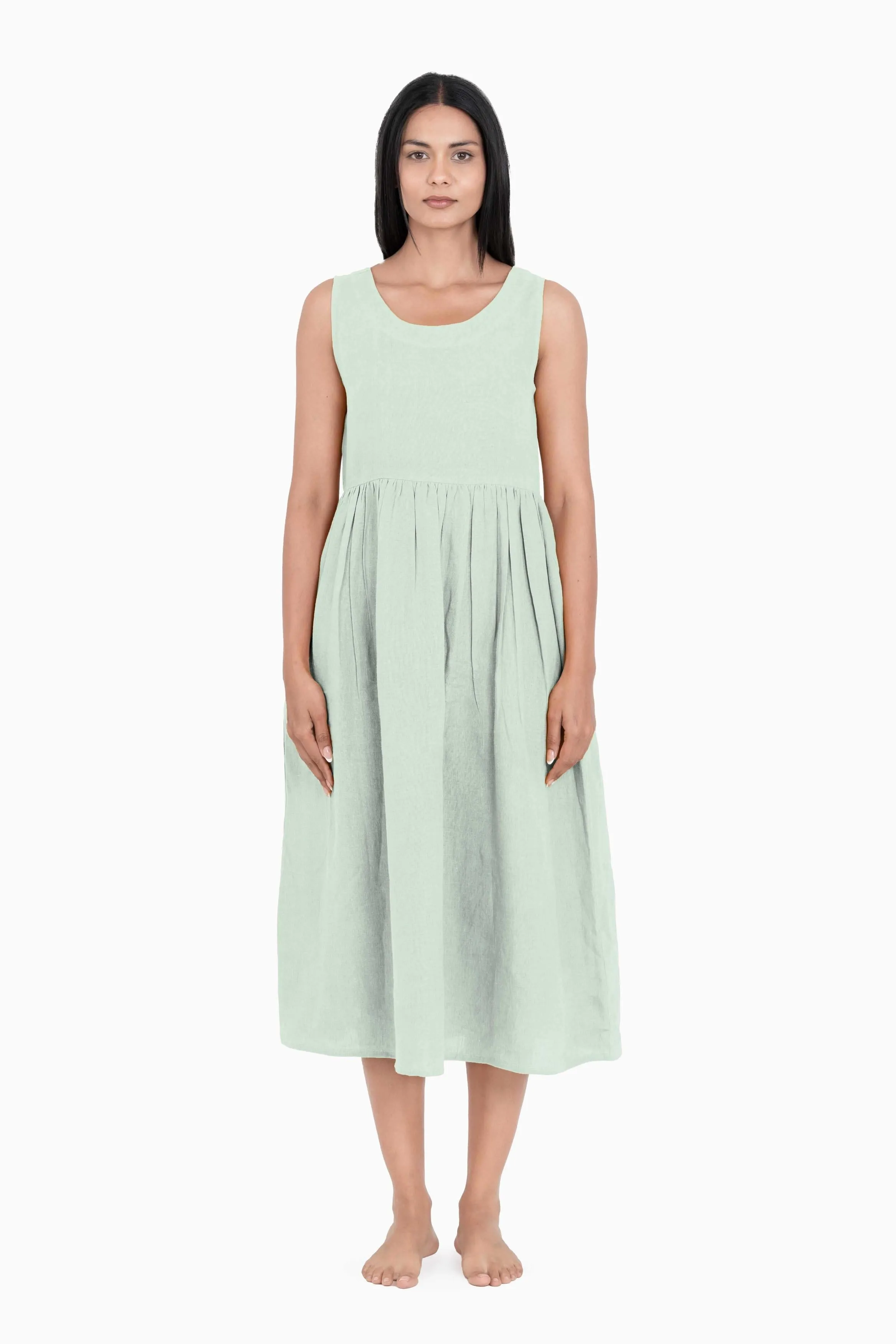Linen Achill Dress-Stormy Blue