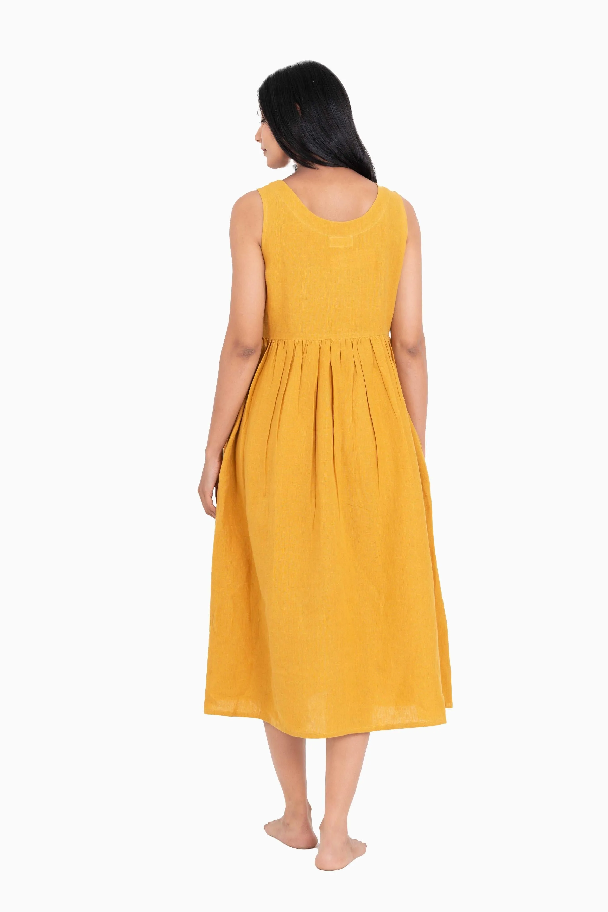 Linen Achill Dress-Stormy Blue