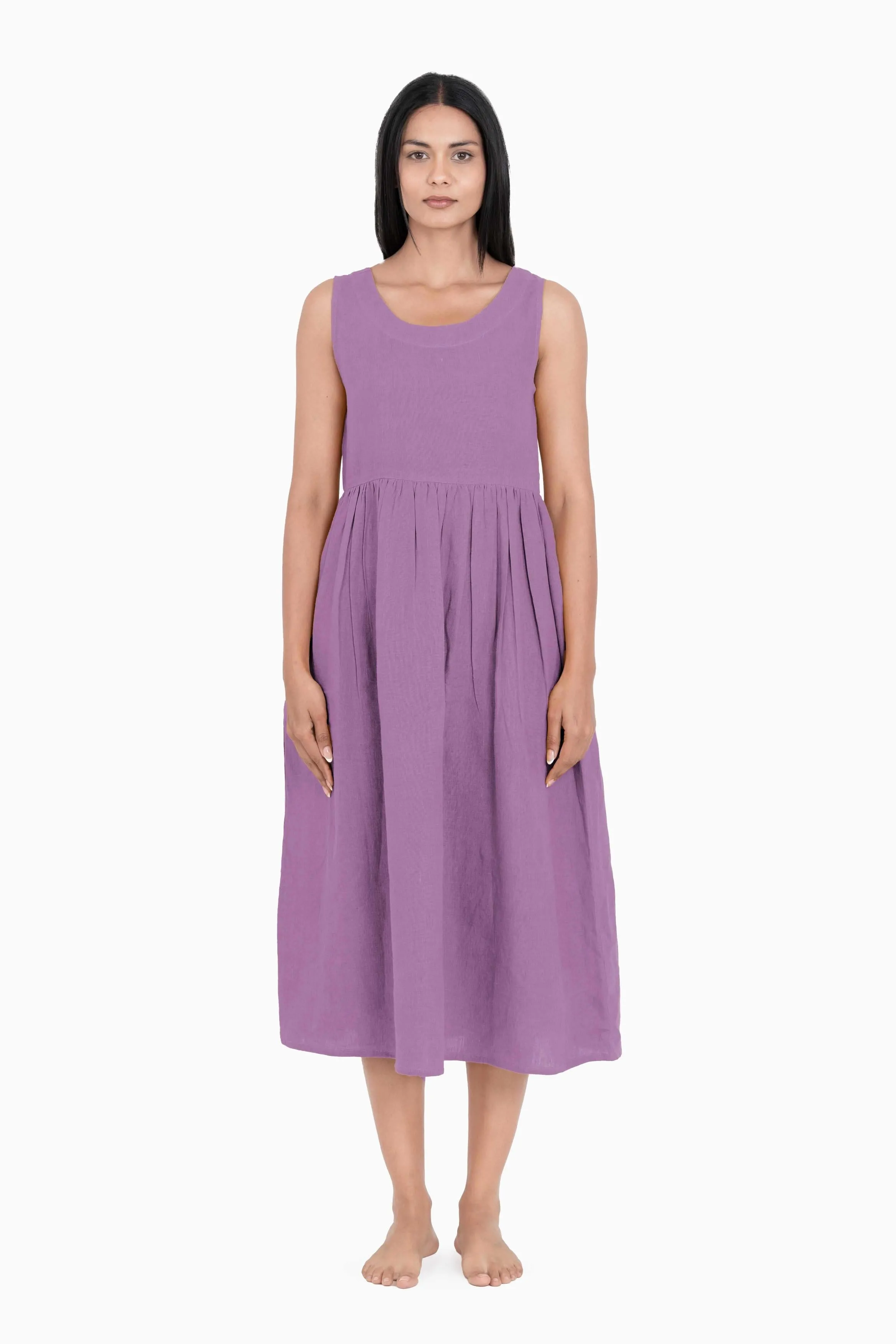 Linen Achill Dress-Stormy Blue