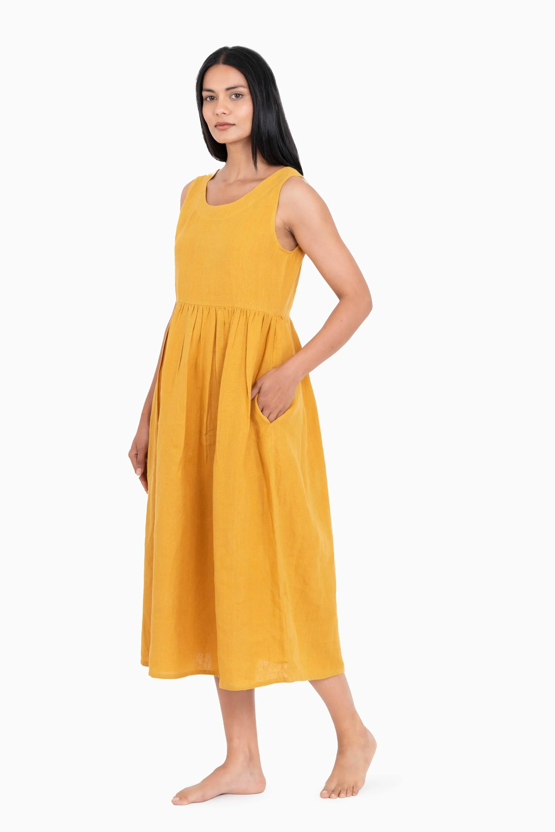 Linen Achill Dress-Stormy Blue