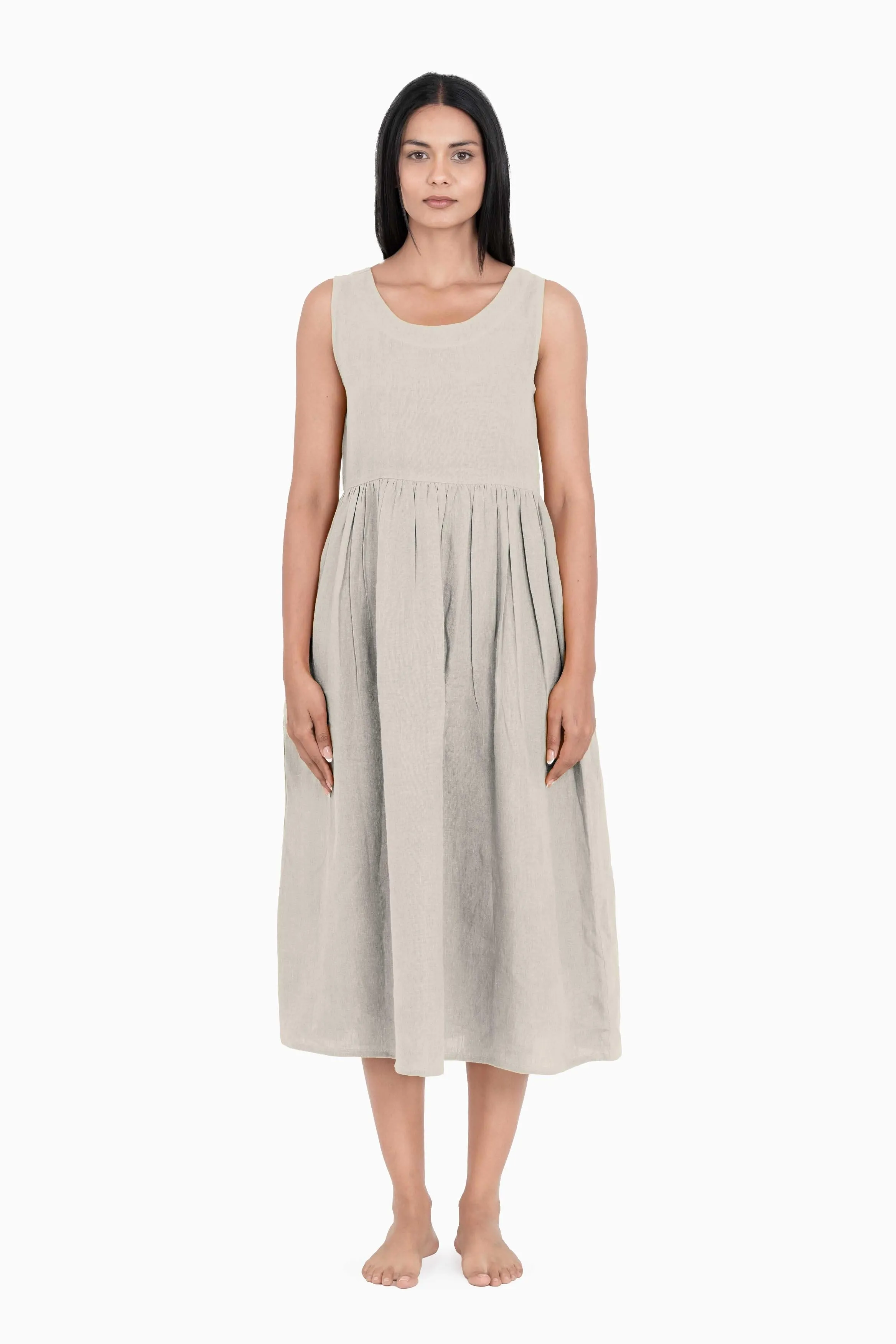 Linen Achill Dress-Stormy Blue
