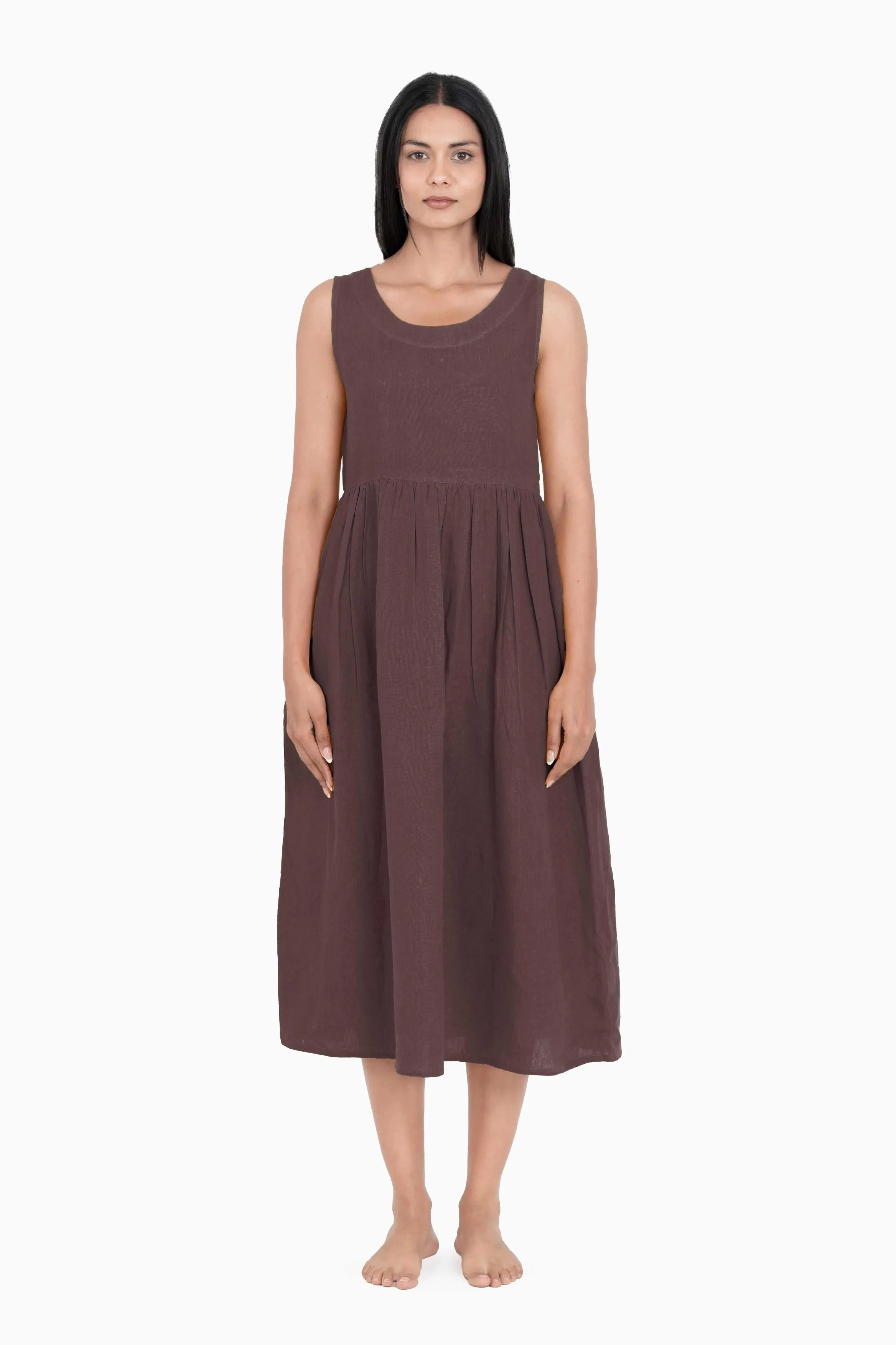 Linen Achill Dress-Sunburnt Yellow