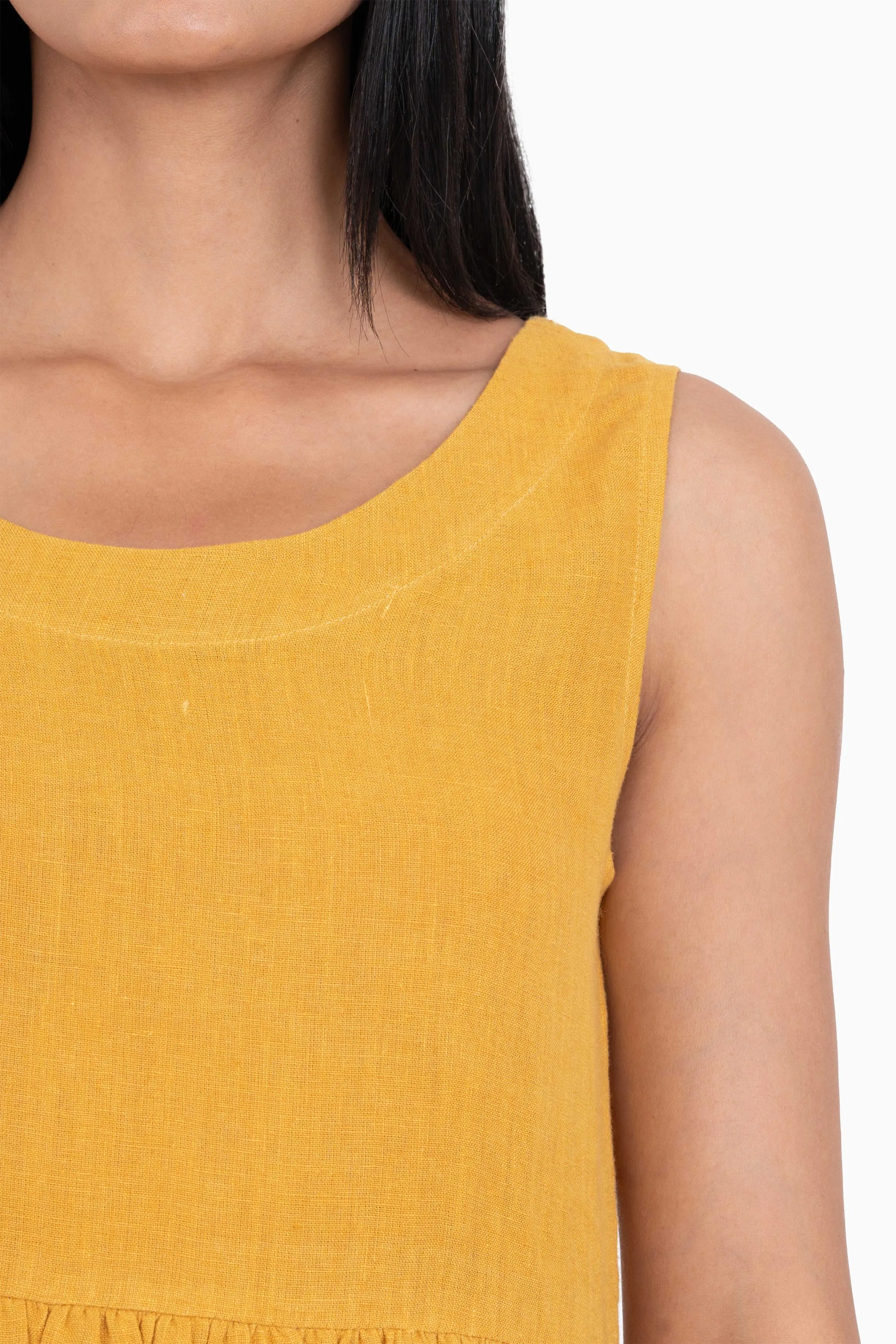 Linen Achill Dress-Sunburnt Yellow