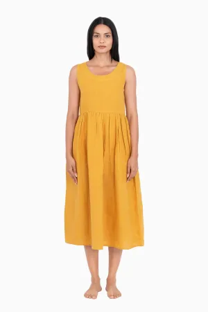 Linen Achill Dress-Sunburnt Yellow