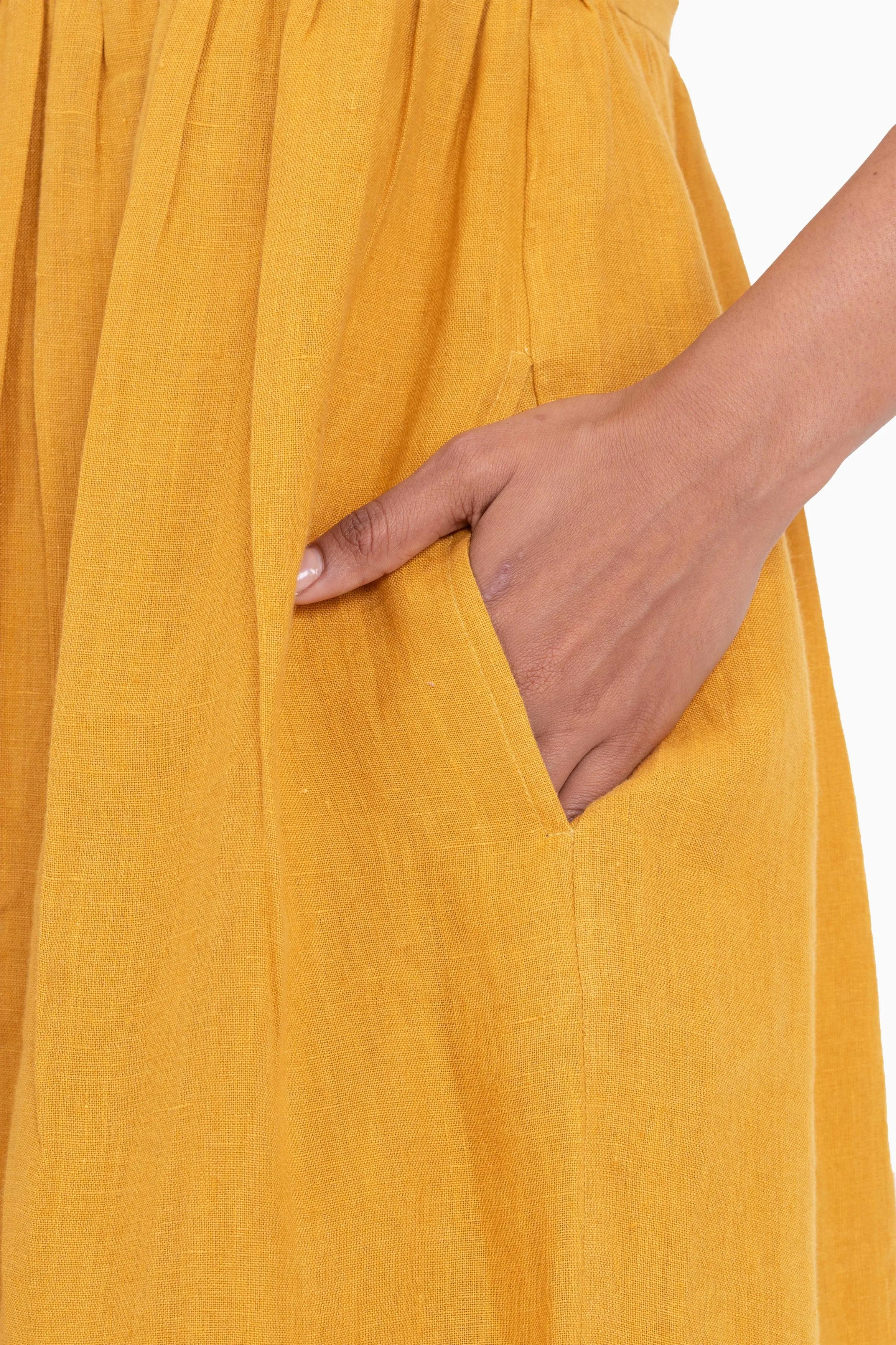 Linen Achill Dress-Sunburnt Yellow