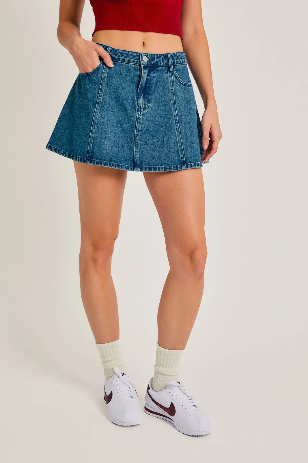 Low Rise Flared Denim Mini Skirt BS1054