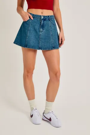 Low Rise Flared Denim Mini Skirt BS1054