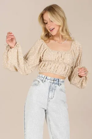 LS square neck floral crop top