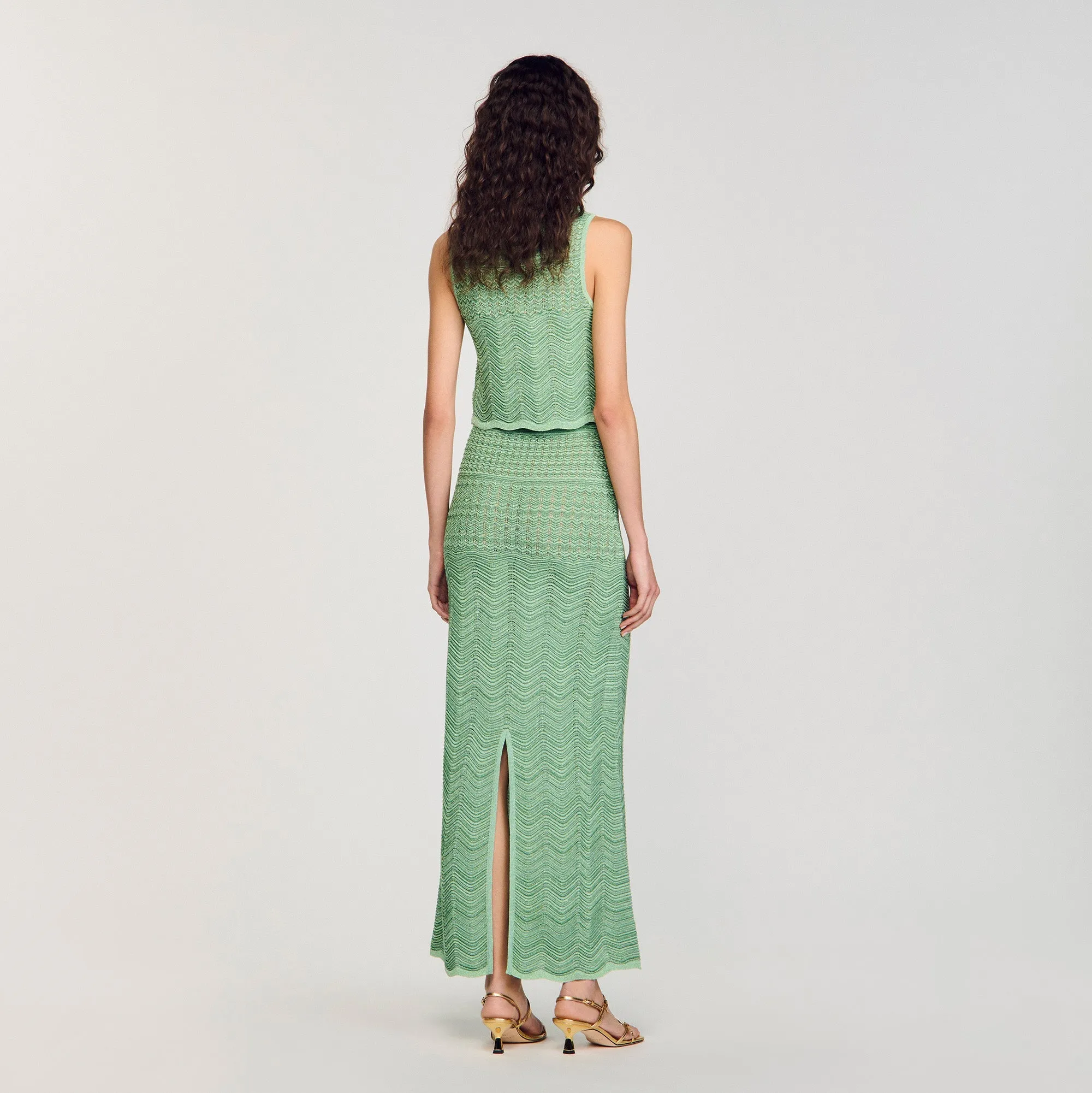 Lucile Long Decorative Knit Skirt Mint