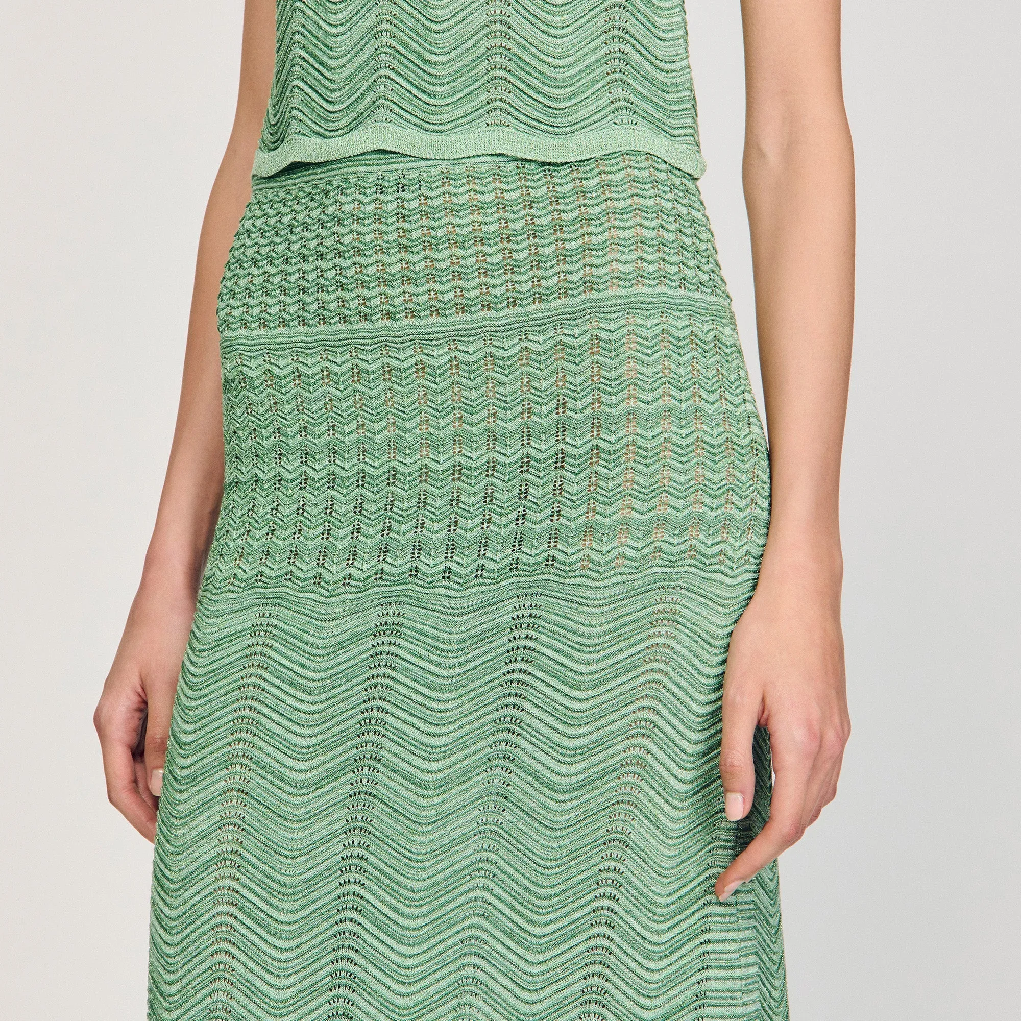 Lucile Long Decorative Knit Skirt Mint