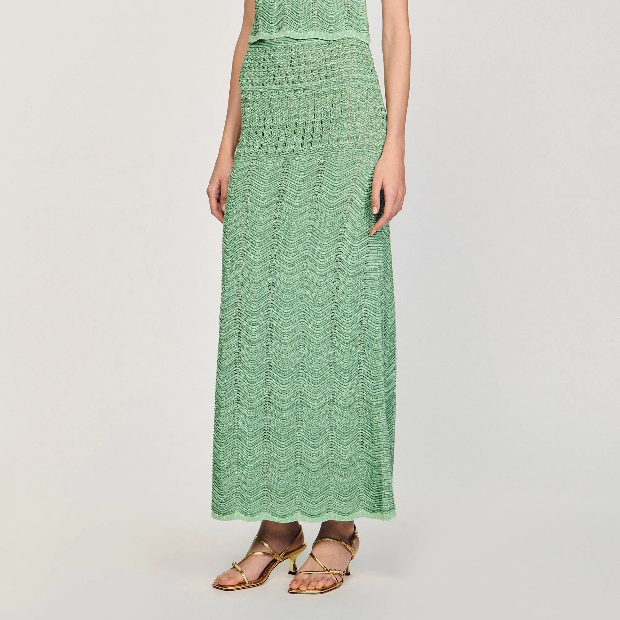 Lucile Long Decorative Knit Skirt Mint