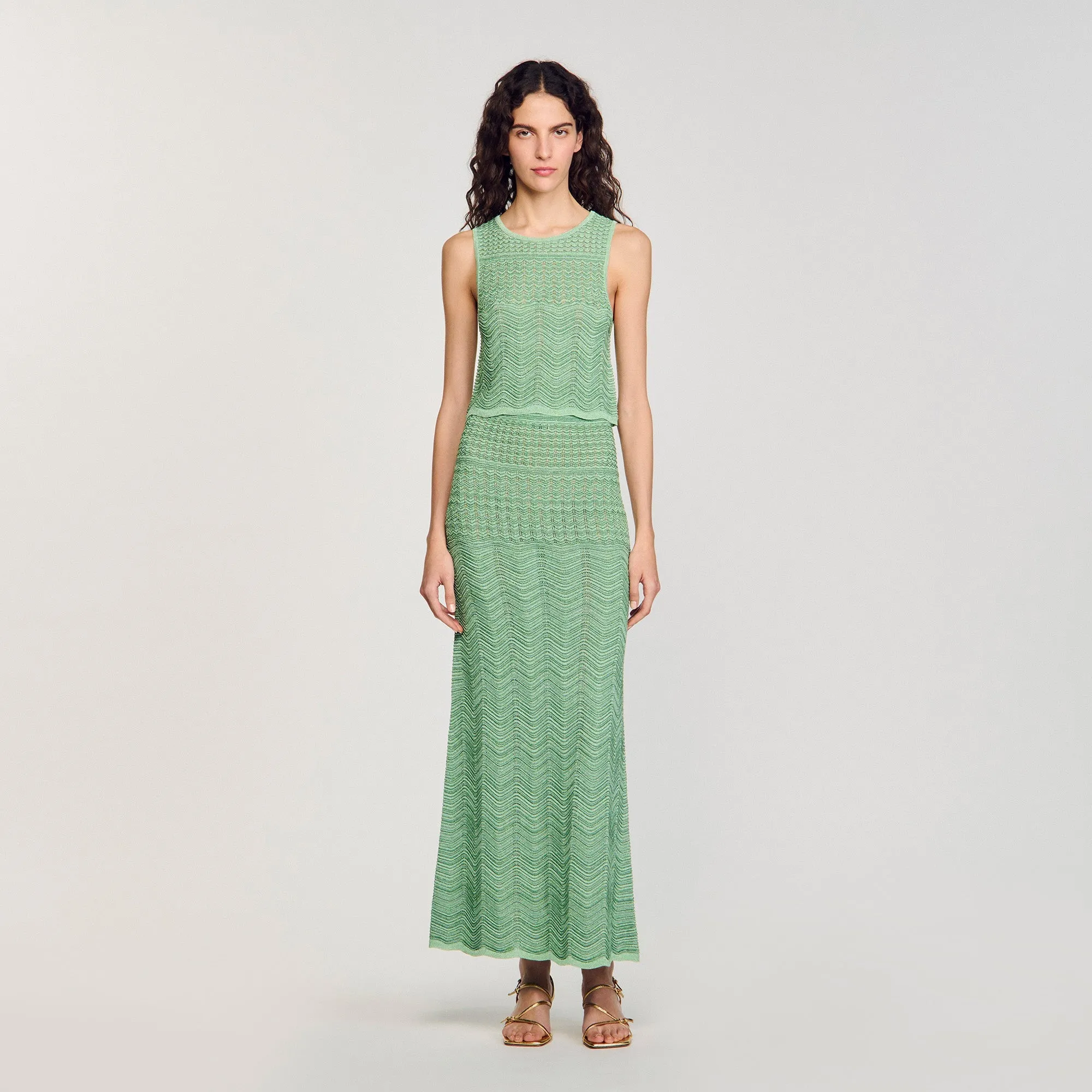 Lucile Long Decorative Knit Skirt Mint