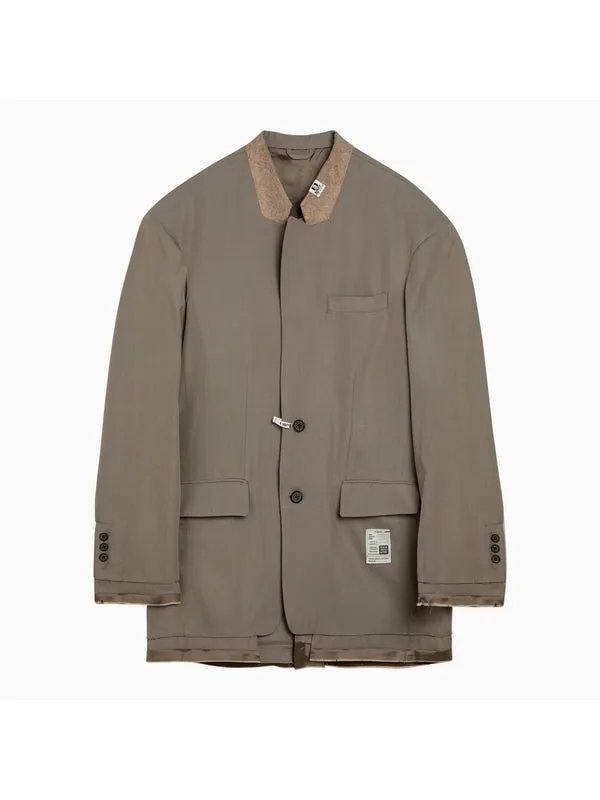 Maison MIHARA YASUHIRO Beige wool-blend jacket with raw cut hem Tailored Jackets