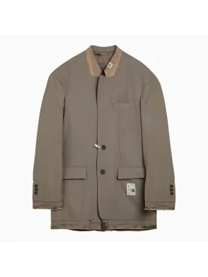 Maison MIHARA YASUHIRO Beige wool-blend jacket with raw cut hem Tailored Jackets