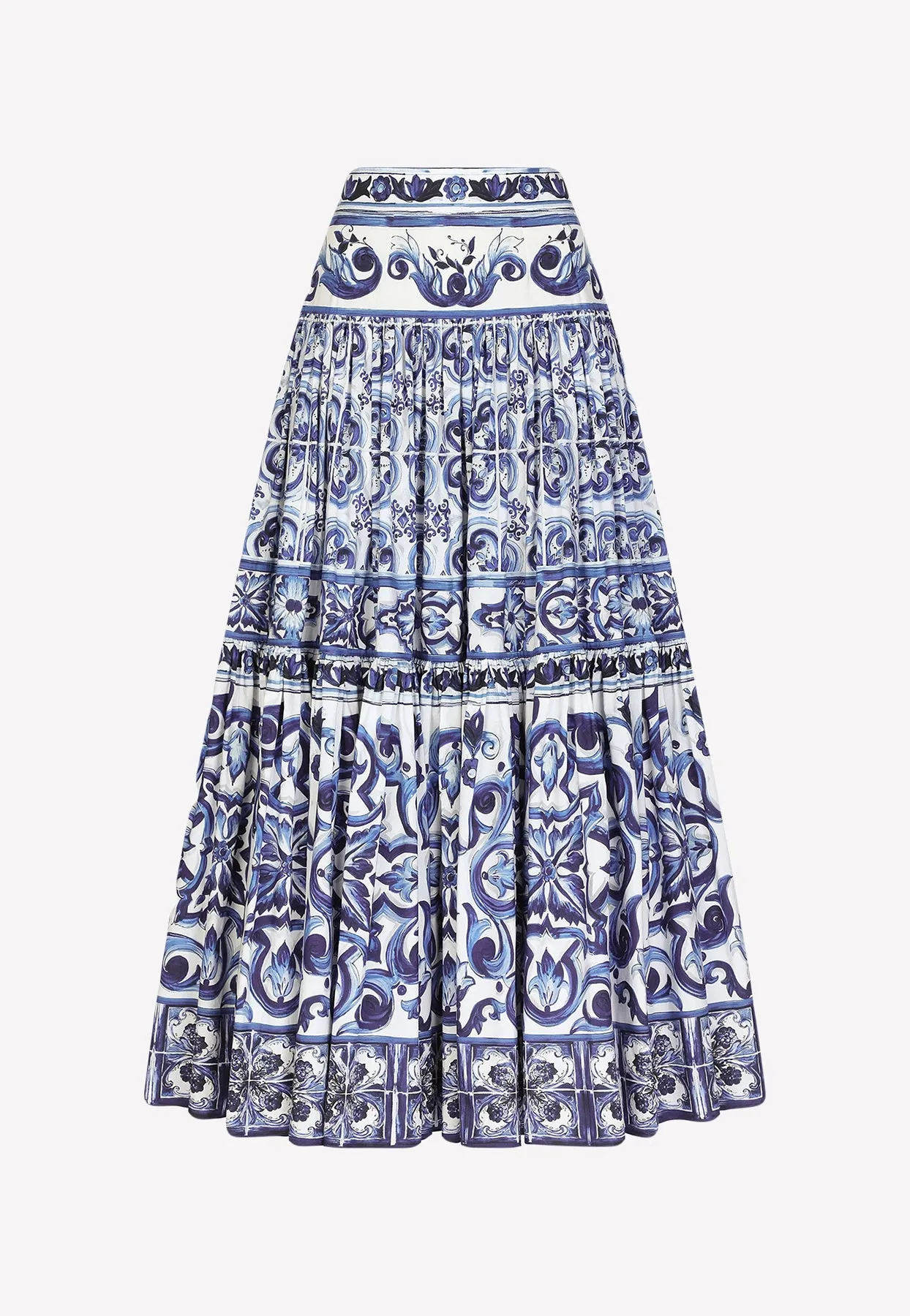 Majolica Print Poplin Maxi Skirt