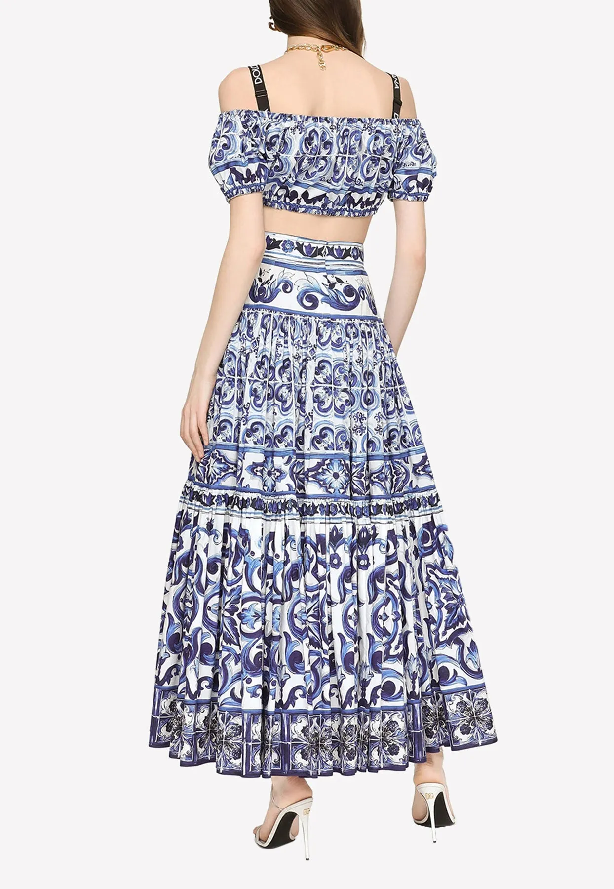 Majolica Print Poplin Maxi Skirt
