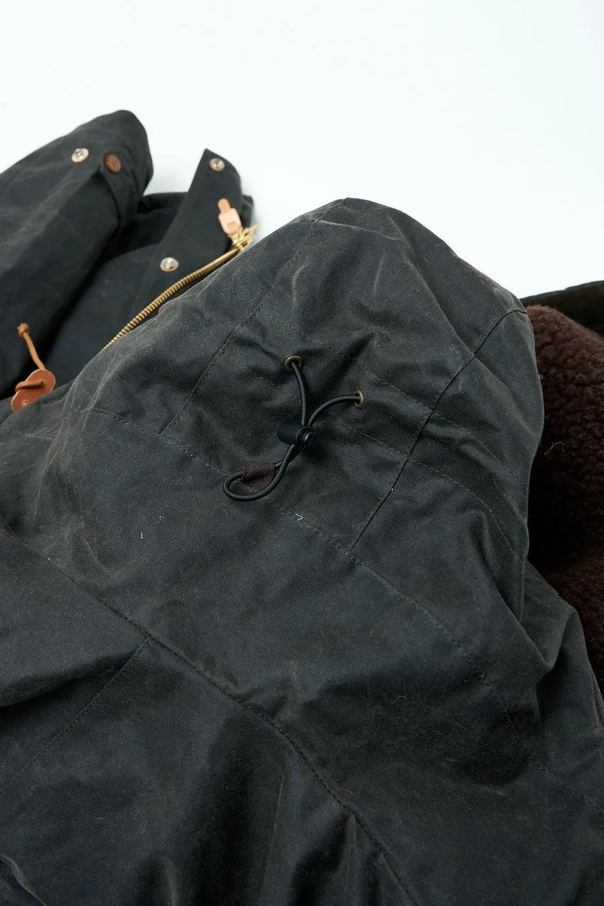 Manifattura Ceccarelli Waxed Long Mountain Jacket Wool Teddy Fur Chocolate