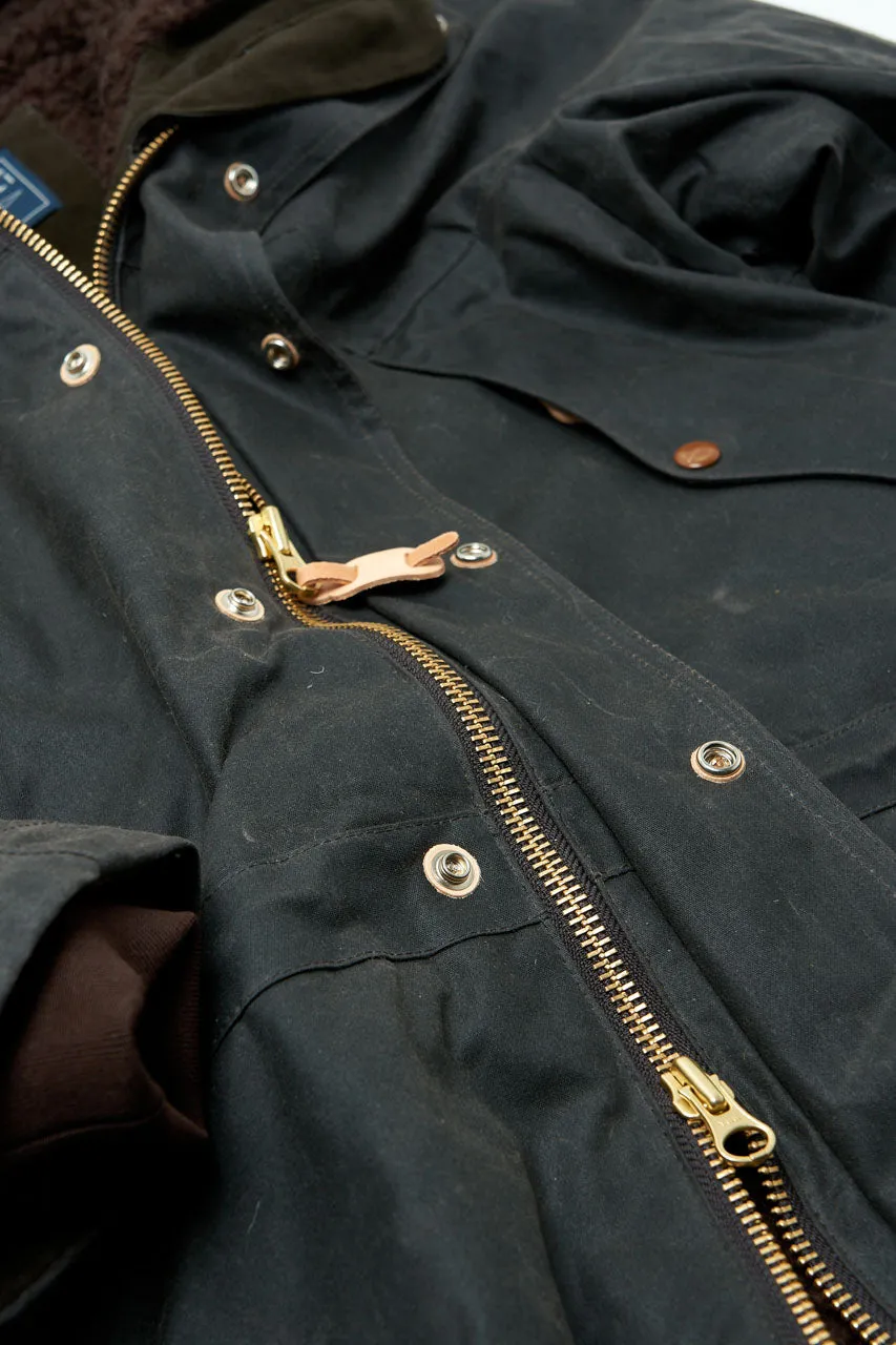 Manifattura Ceccarelli Waxed Long Mountain Jacket Wool Teddy Fur Chocolate