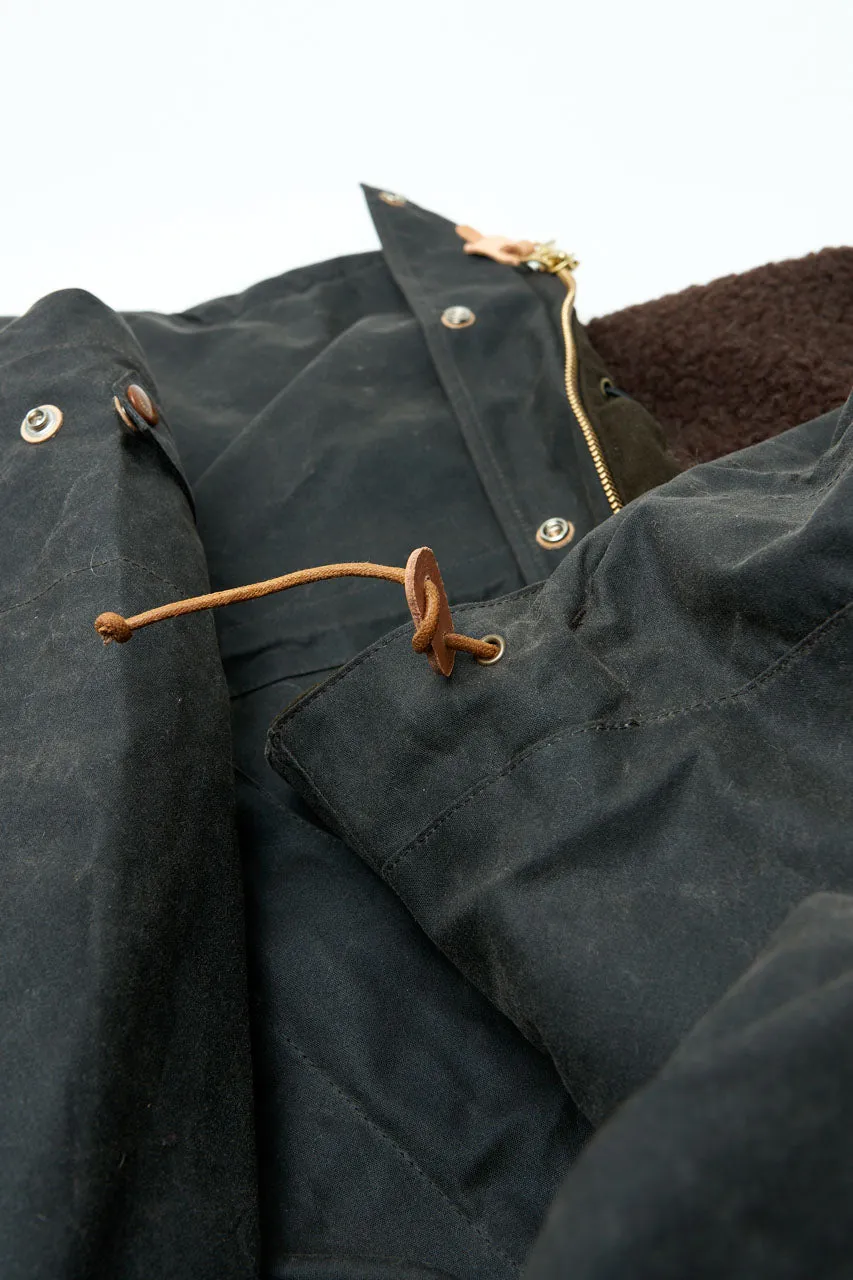 Manifattura Ceccarelli Waxed Long Mountain Jacket Wool Teddy Fur Chocolate