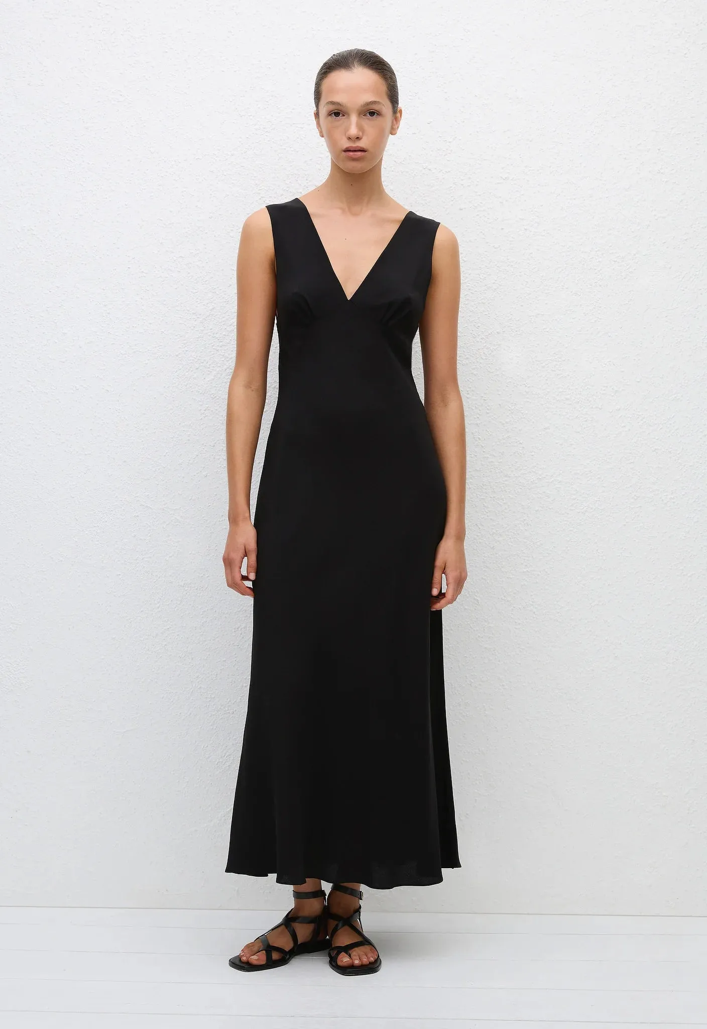 Matteau Plunge Slip Dress in Black
