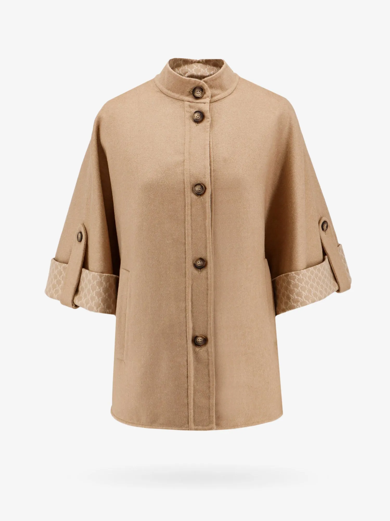 Max Mara Virgin Wool And Cashmere Cape Wih Pockets On The Front