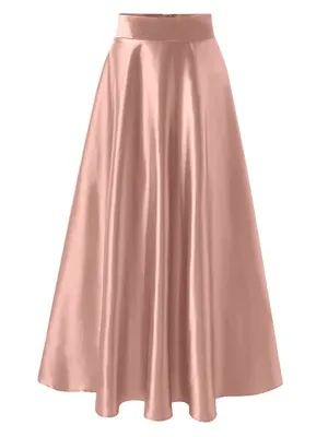 Maxi Skirts Women High Waist Long Silk Satin Skirt