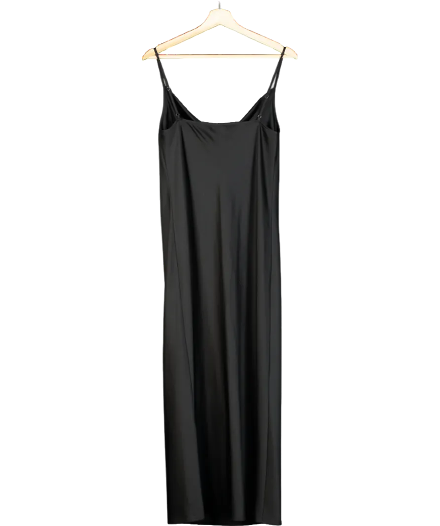 MaxMara Black Satin Slip Dress UK S