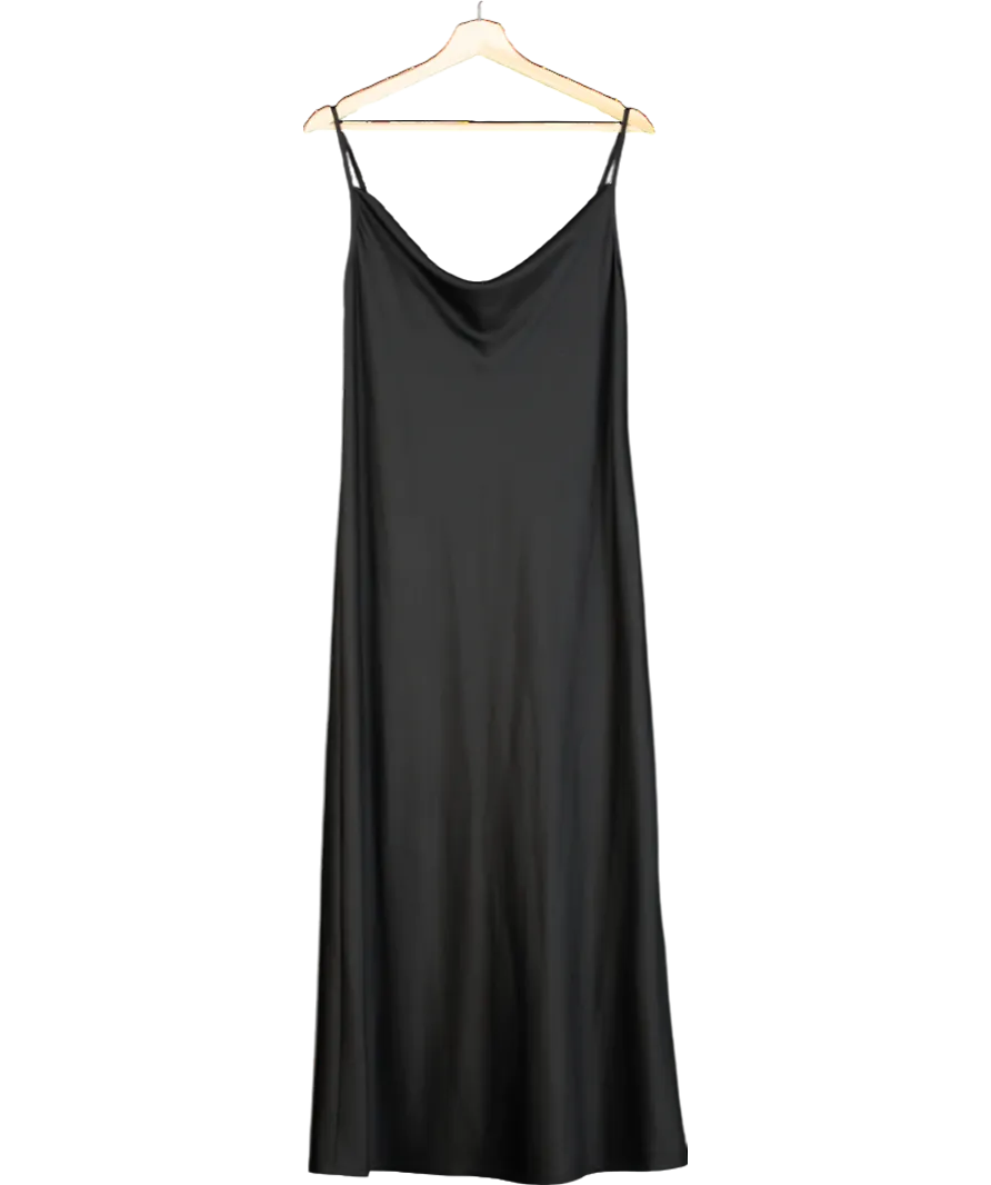 MaxMara Black Satin Slip Dress UK S