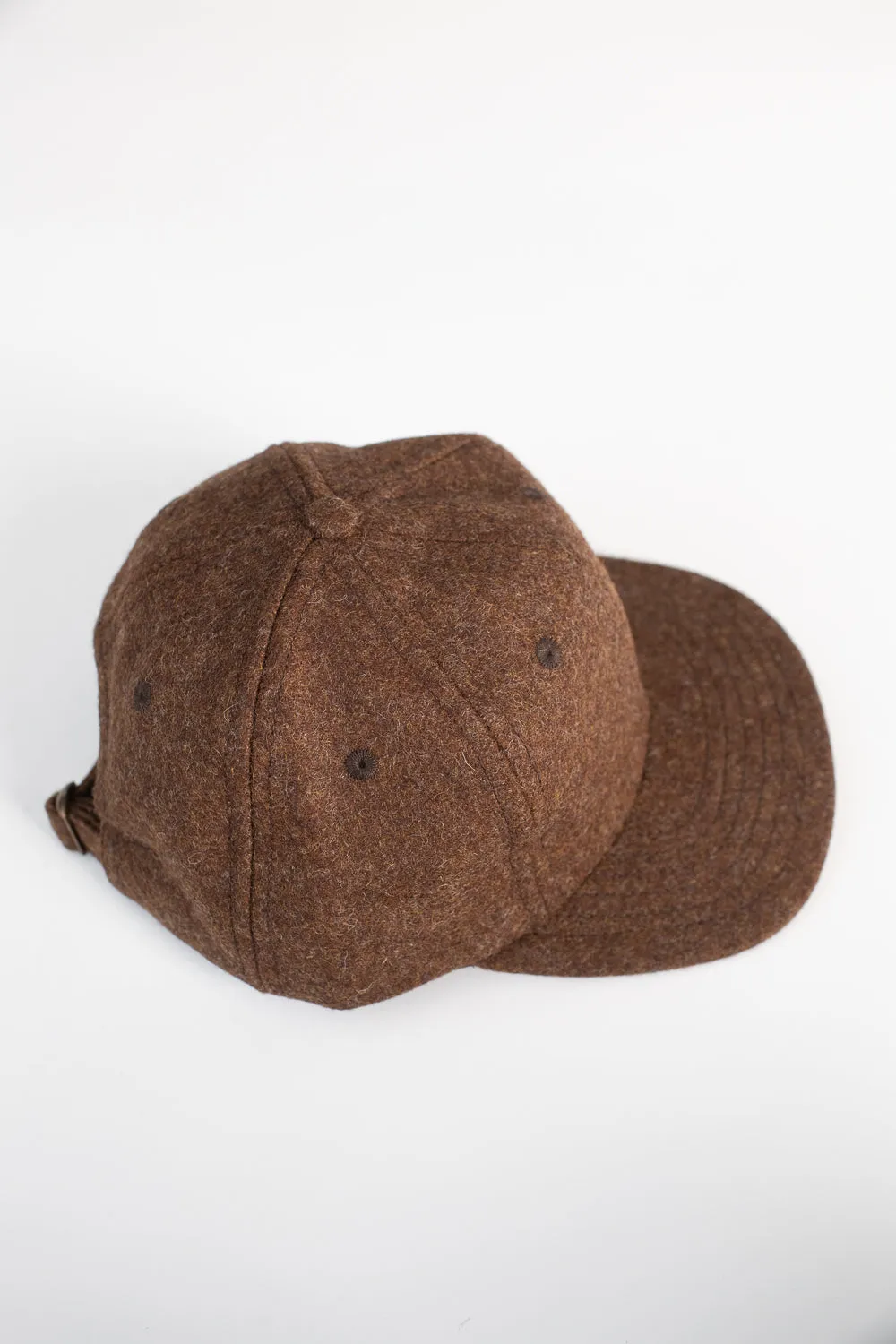 Melton Wool Baseball Hat -  Medium Brown Mix