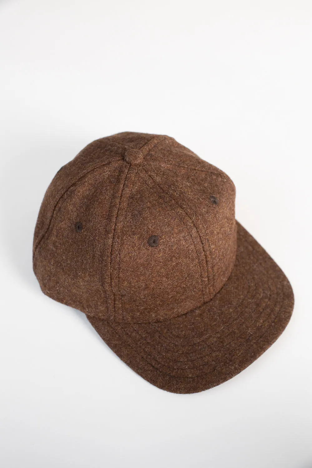Melton Wool Baseball Hat -  Medium Brown Mix