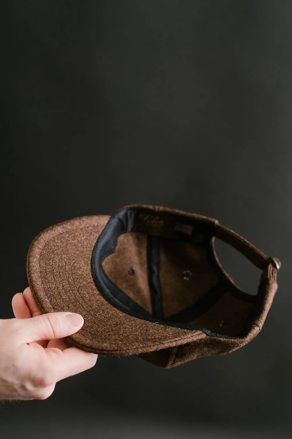 Melton Wool Baseball Hat -  Medium Brown Mix