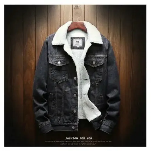 Men's Light Blue Denim Winter Jacket