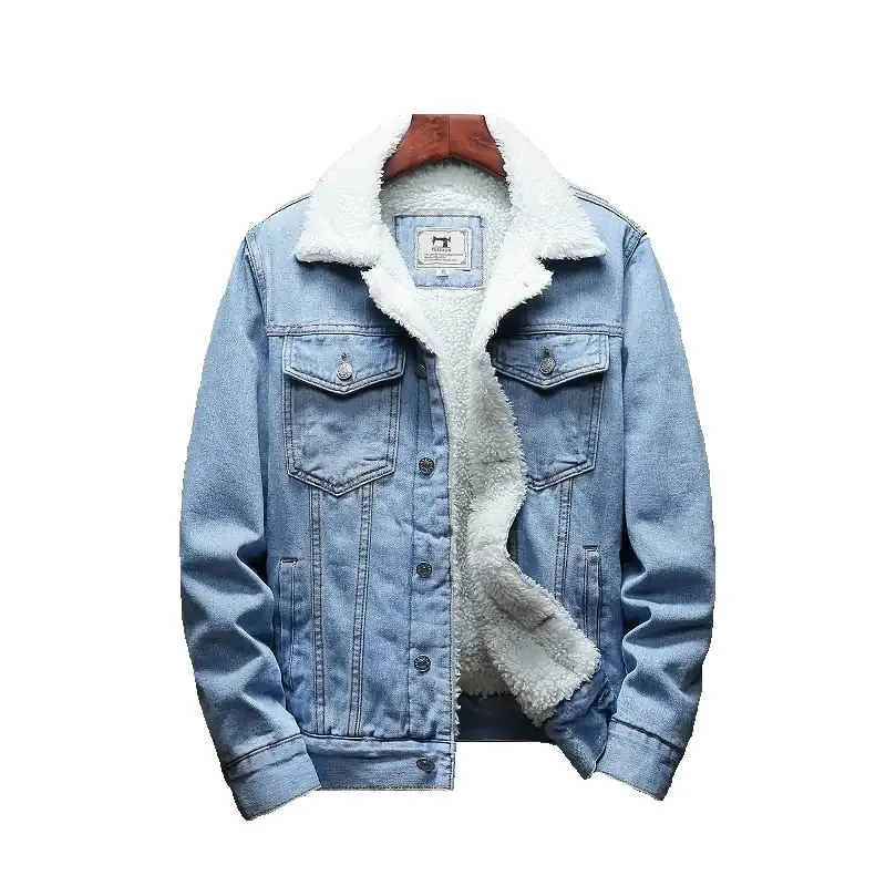 Men's Light Blue Denim Winter Jacket