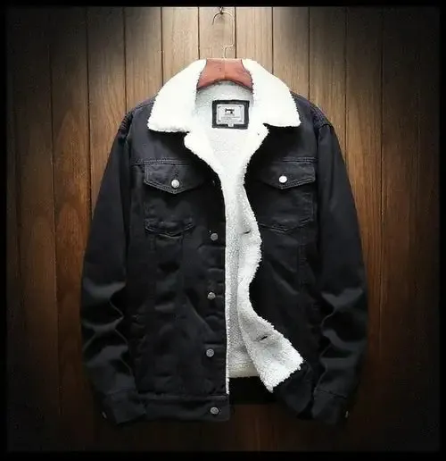 Men's Light Blue Denim Winter Jacket