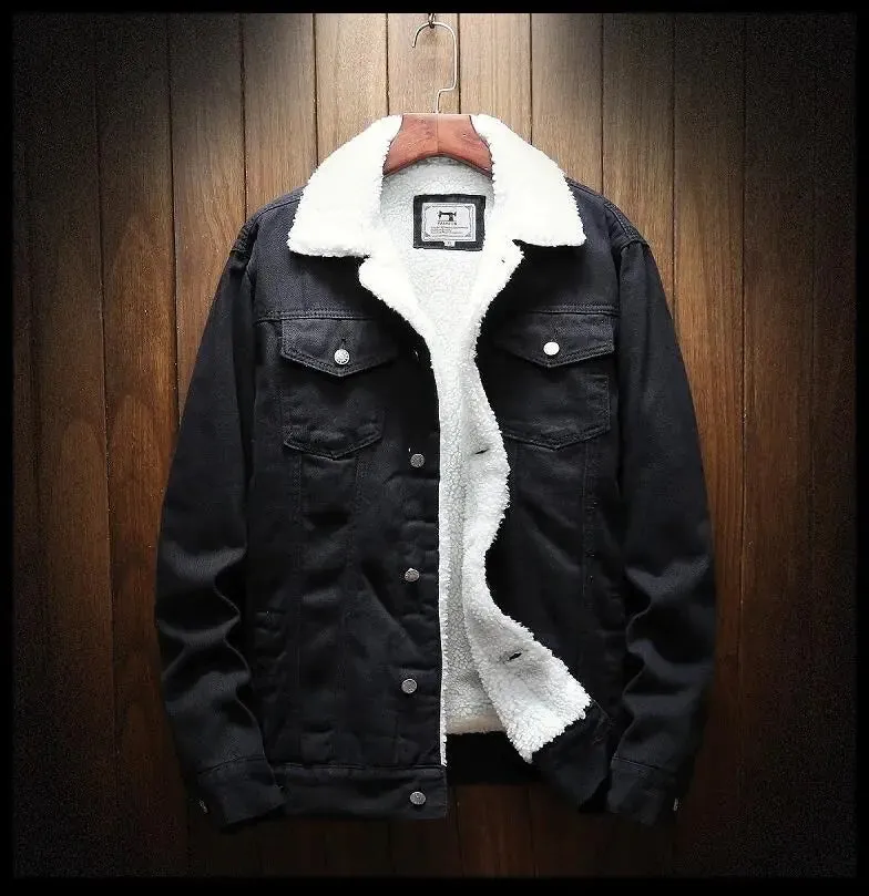 Men's Light Blue Denim Winter Jacket