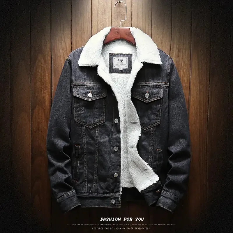 Men's Light Blue Denim Winter Jacket