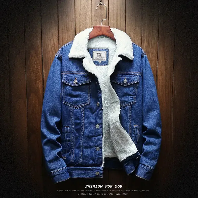 Men's Light Blue Denim Winter Jacket