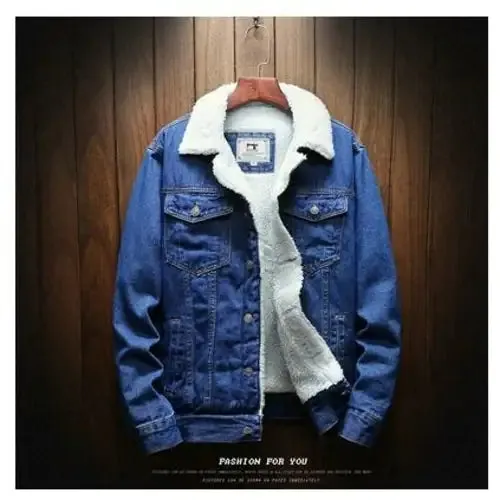 Men's Light Blue Denim Winter Jacket