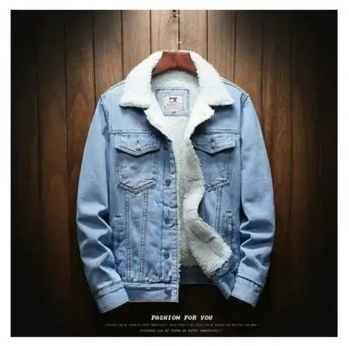 Men's Light Blue Denim Winter Jacket