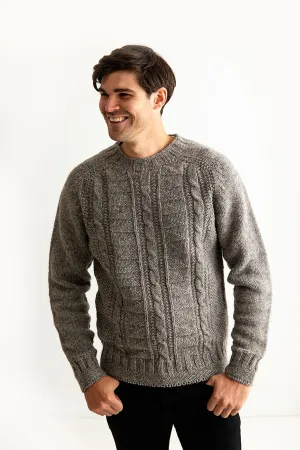 Mens Natural Gansey Jumper - undyed grey-brown
