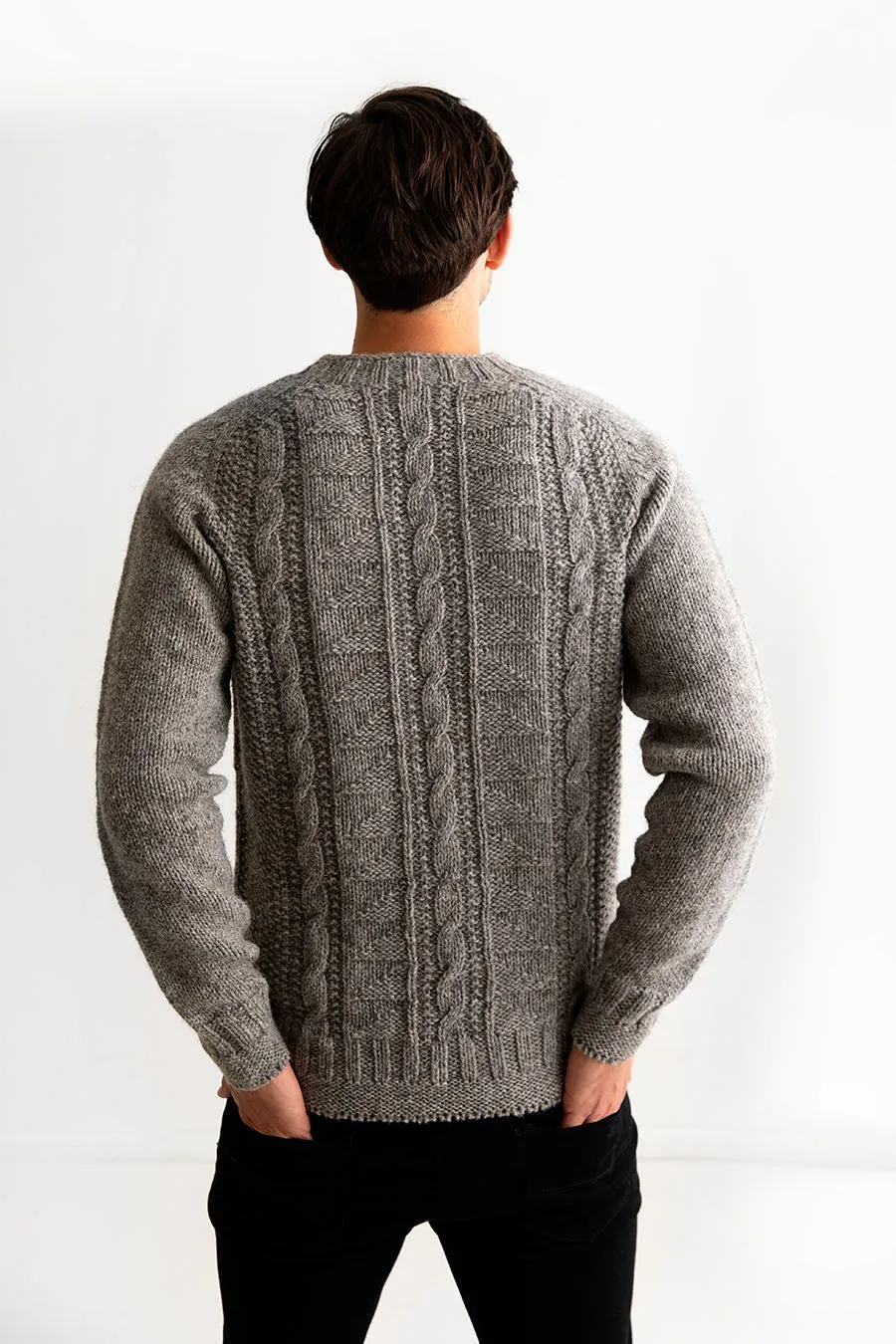 Mens Natural Gansey Jumper - undyed grey-brown