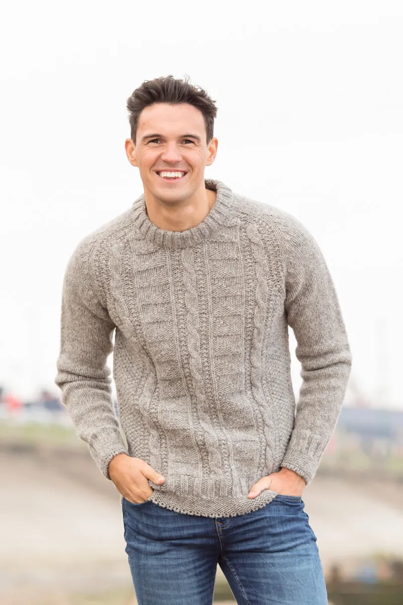 Mens Natural Gansey Jumper - undyed grey-brown