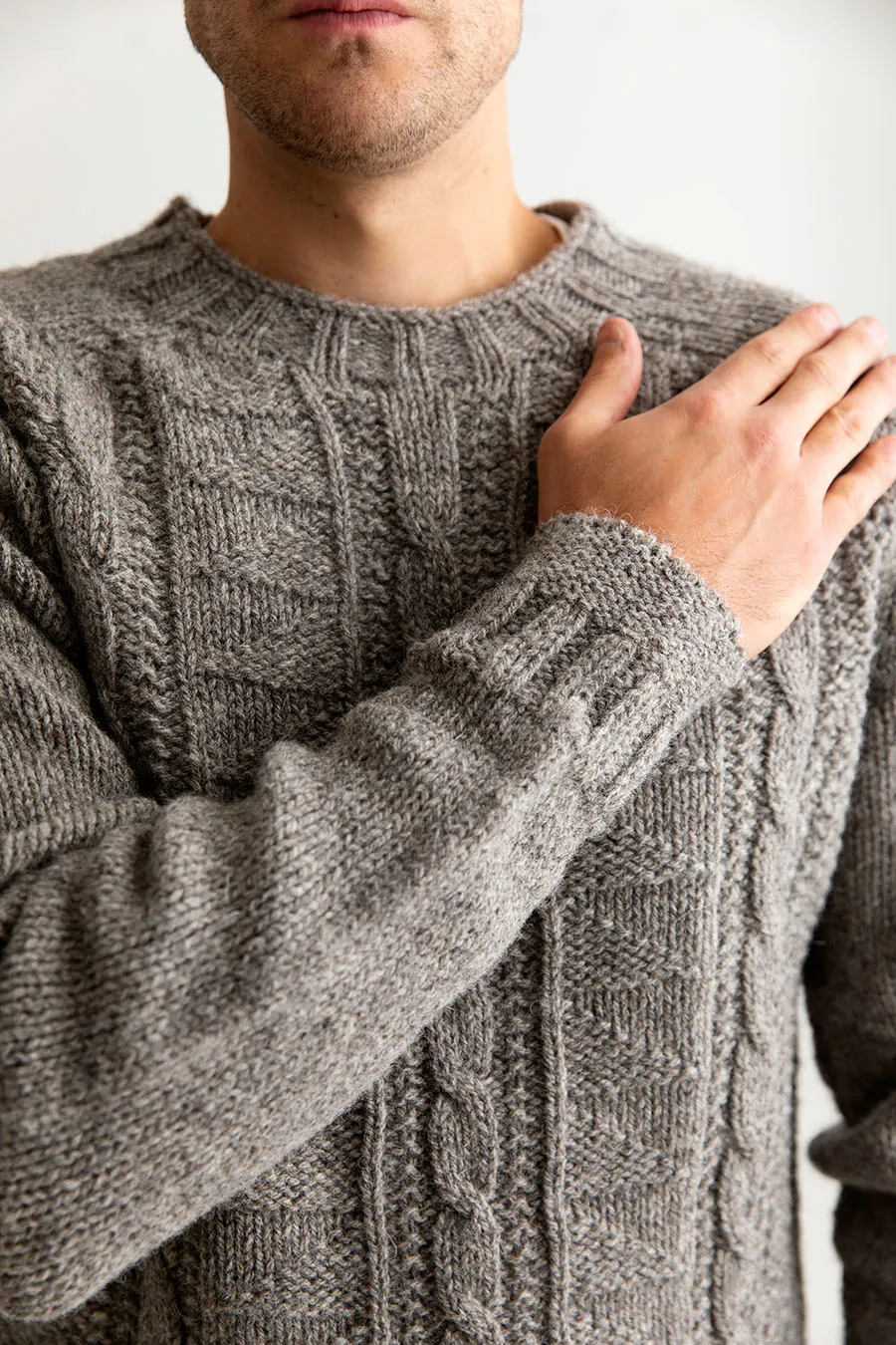 Mens Natural Gansey Jumper - undyed grey-brown
