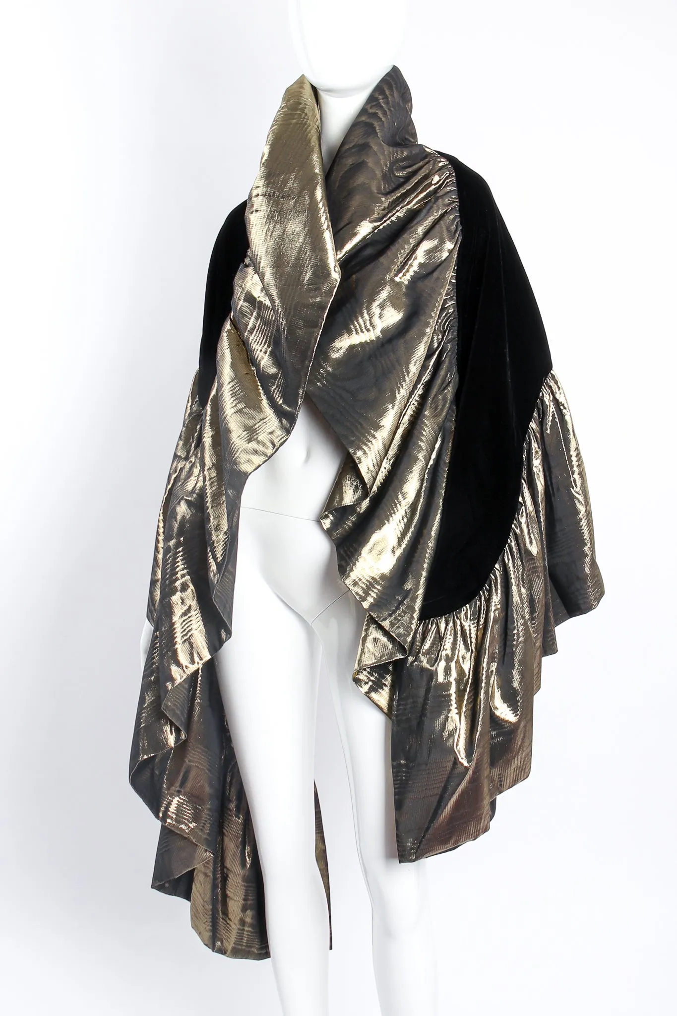 Metallic Moiré Velvet Ruffle Wrap