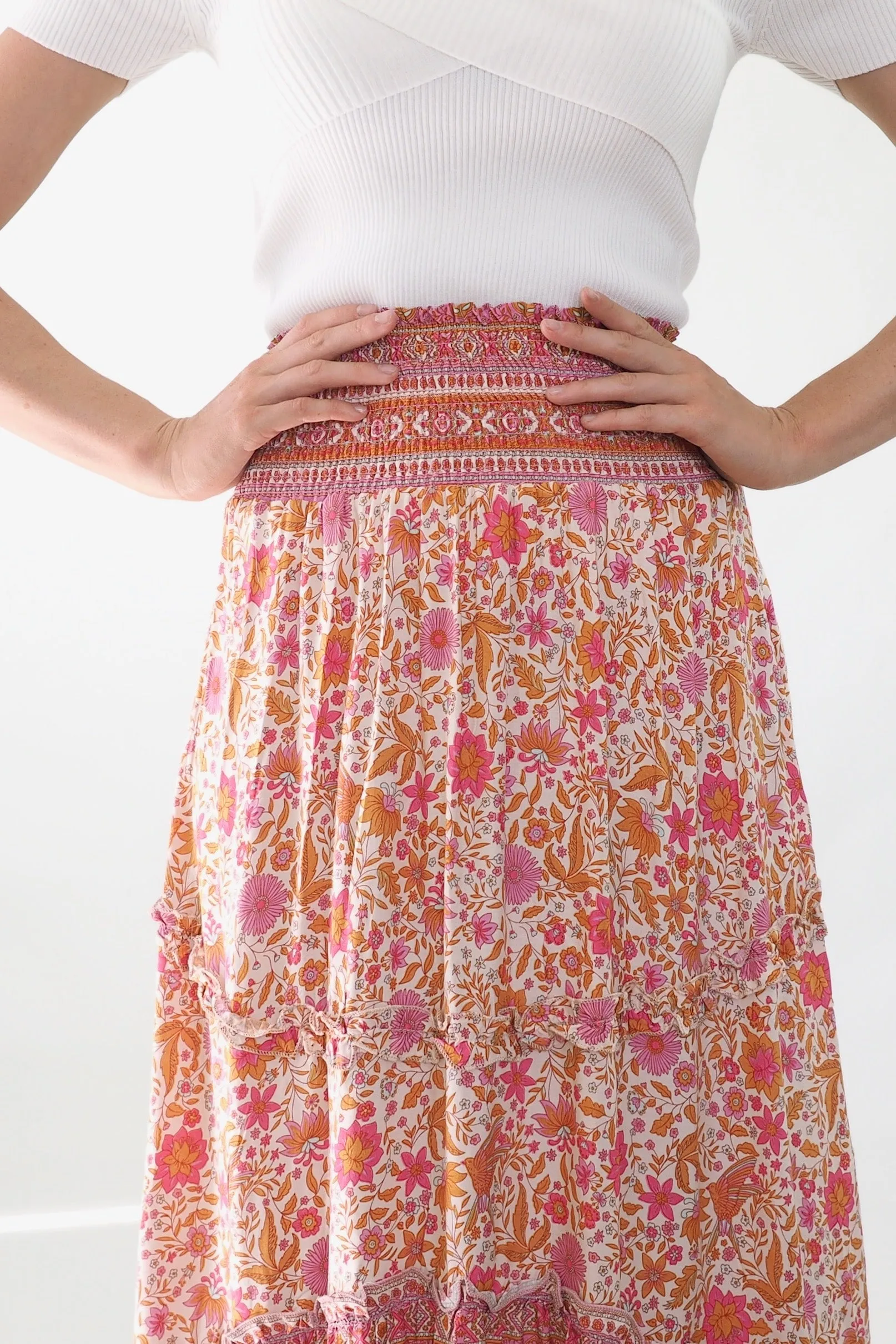 Mia Maxi Skirt- Pink/ Gold